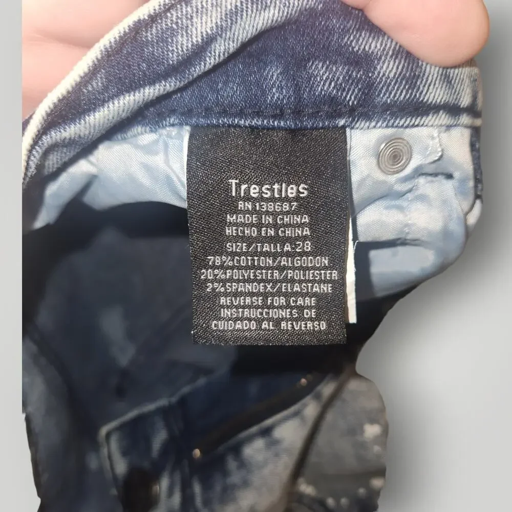 NWT Trestles Supply Men's 28 Blue Medium Wash White Paint Splatter Denim Shorts - Picture 7 of 16